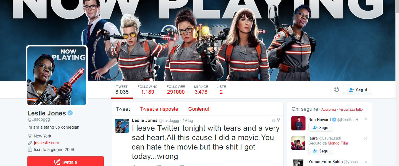 Leslie Jones di Ghostbusters lascia Twitter