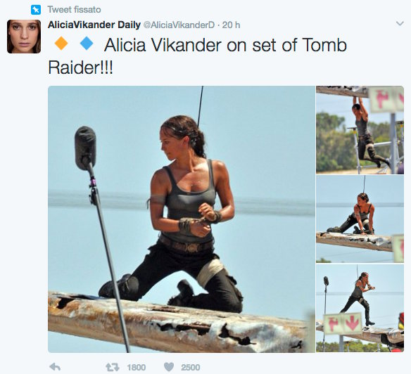 Alicia Vikander è Lara Croft sul set del reboot di Tom Raider