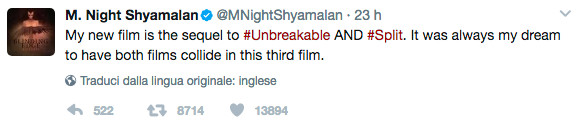 Shyamalan annuncia Glass, il sequel di Unbreakable e Split