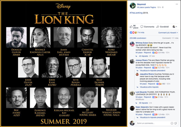 Beyonce nel cast di The Lion King