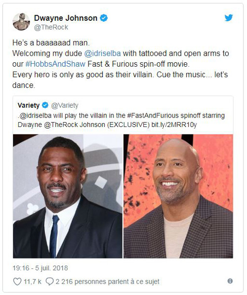 tweet the rock idris elba